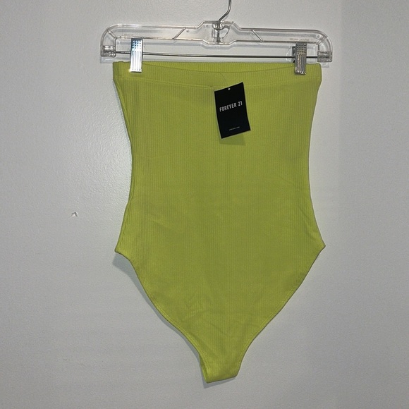 NWT Forever 21 Neon yellow green ribbed tube bodysuit - Picture 6 of 9